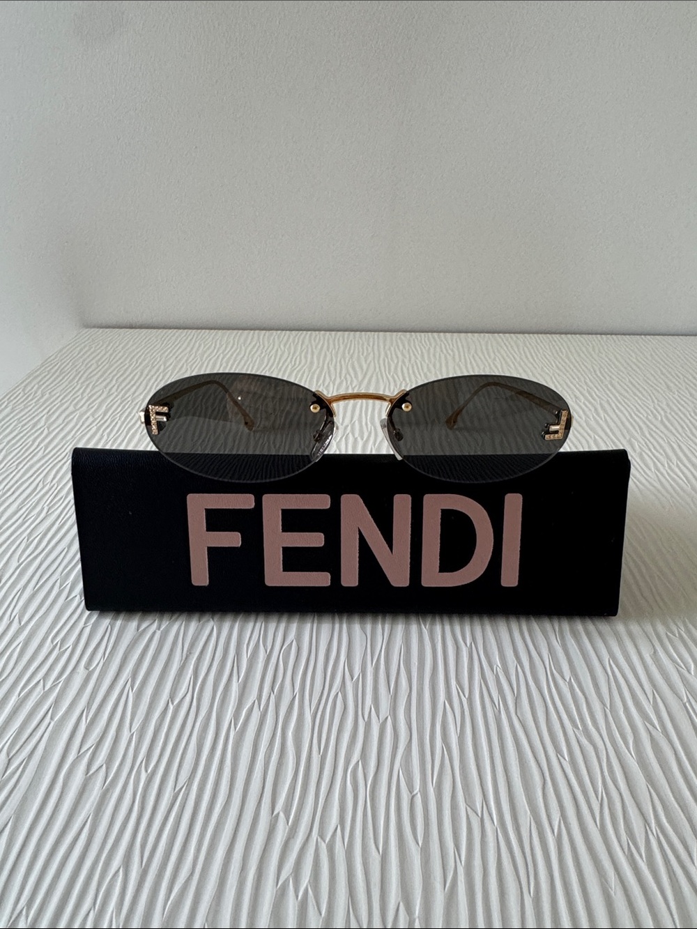 Fendi Gold Oval Sunglasses with crystal F’s